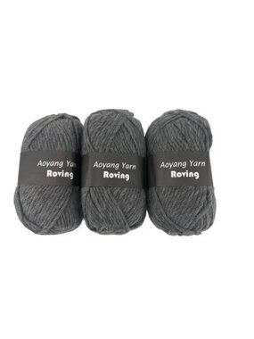 Aoyang Wool Yarn Roving  3 100g skeins (total 327 yards) Charcoal Gray New